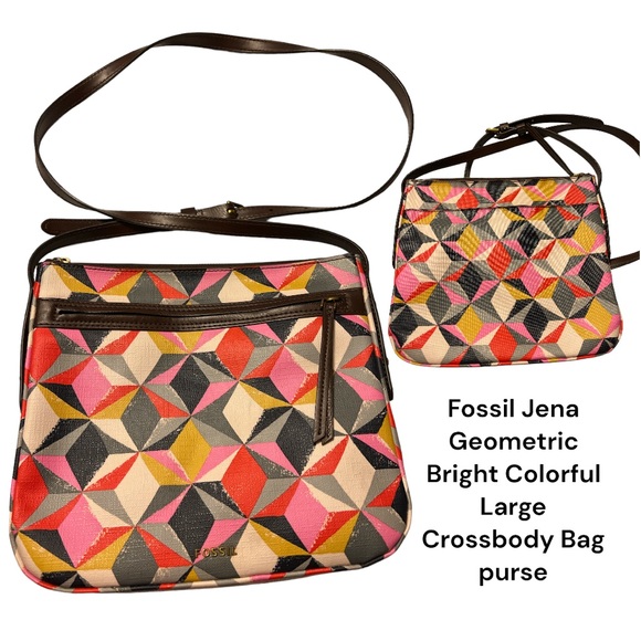 Fossil Bags Fossil Jena Geometric Bright Colorful Large Crossbody